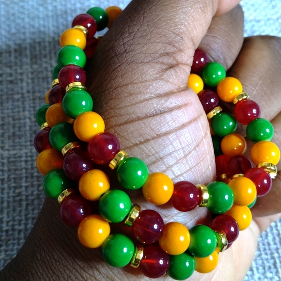 Green orange red Thanksgiving holiday bracelet - Picture 1 of 1